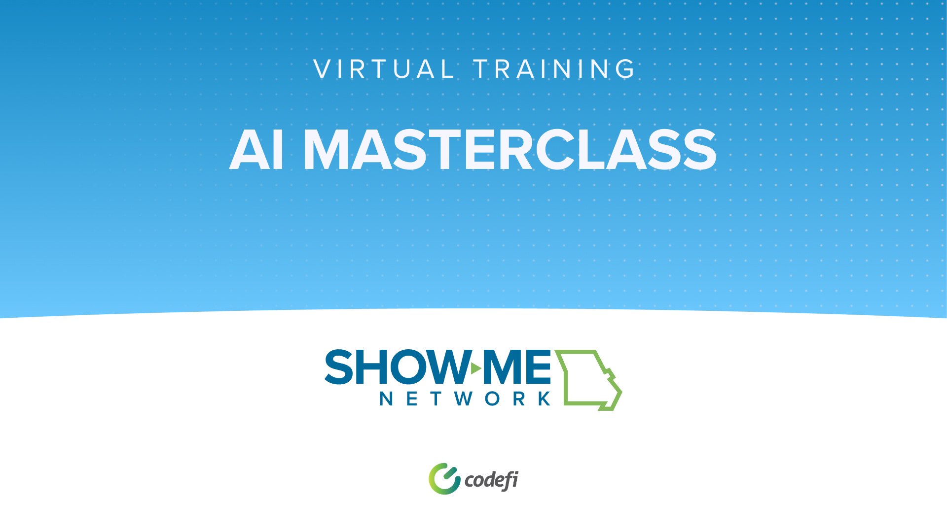 AI Masterclass virtual training graphic