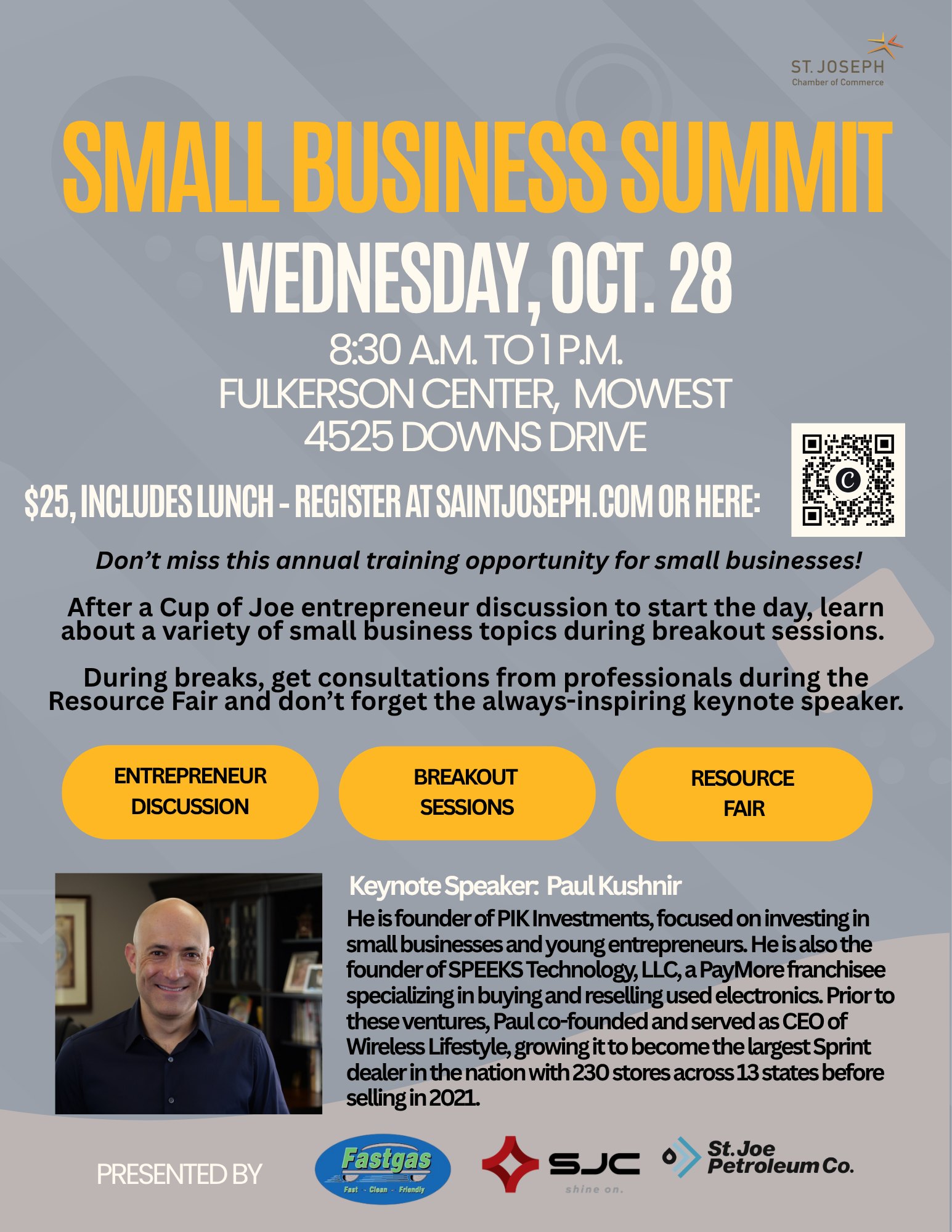 Small Business Summit flyer, Wednesday, Oct. 28, Fulkerson Center, MoWest